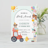 Cute Farm Animals in Birthday Kaart (Staand voorkant)