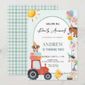 Cute Farm Animals in Birthday Kaart (Voorkant / Achterkant)