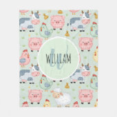 Cute Farm Animals Nursery Fleece Deken (Voorkant)