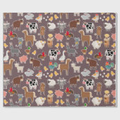 Cute Farm Animals Patroon Cadeaupapier (Vlak)