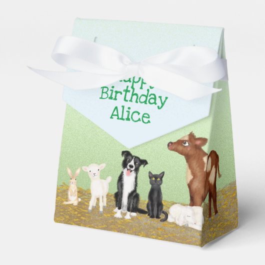 Cute farm animals verjaarparty tent gunstige box bedankdoosjes (Voorkant Zijde)
