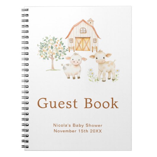 Cute Farm Barn Baby Shower Guest Book Notitieboek (Voorkant)
