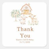Cute Farm Barn Cows Birthday Vierkante Sticker (Voorkant)