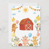 Cute Farm Barnyard Animals Kids Birthday Party Kaart (Achterkant)