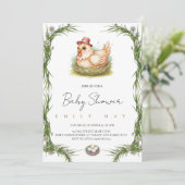 ِCute Farm Chicken Baby Shower  Kaart (Staand voorkant)