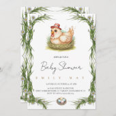 ِCute Farm Chicken Baby Shower  Kaart (Voorkant / Achterkant)