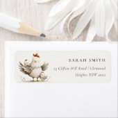 Cute Farm Mum and Baby Chick Floral Address Etiket (Insitu)