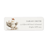 Cute Farm Mum and Baby Chick Floral Address Etiket (Voorkant)