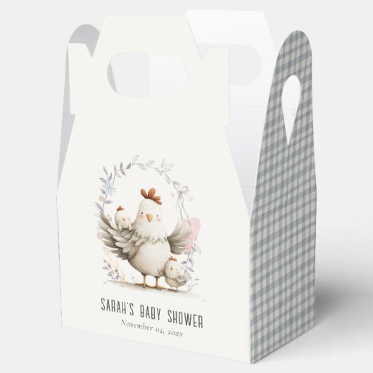 Cute Farm Mum and Baby Chick Floral Baby Shower Bedankdoosjes (Geopend)