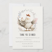 Cute Farm Mum and Baby Chick Floral Baby Shower Bedankkaart (Voorkant)