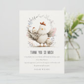 Cute Farm Mum and Baby Chick Floral Baby Shower Bedankkaart (Staand voorkant)