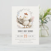 Cute Farm Mum and Baby Chick Floral Baby Shower Kaart (Staand voorkant)