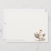 Cute Farm Mum and Baby Chick Floral Baby Shower Notitiekaartje (Voorkant)