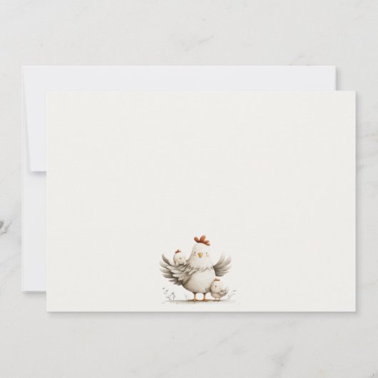 Cute Farm Mum and Baby Chick Floral Baby Shower Notitiekaartje (Achterkant)
