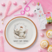 Cute Farm Mum and Baby Chick Floral Baby Shower Papieren Bordje (Feest)