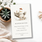 Cute Farm Mum Baby Chick Diaper Raffle Baby Shower Informatiekaartje