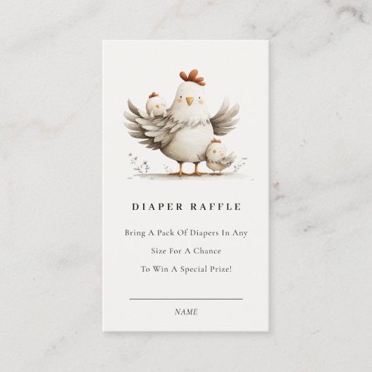 Cute Farm Mum Baby Chick Diaper Raffle Baby Shower Informatiekaartje (Voorkant)