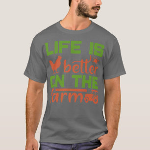 Cute Farmer Crazy Chicken Lady Koe Horse Country L T-shirt