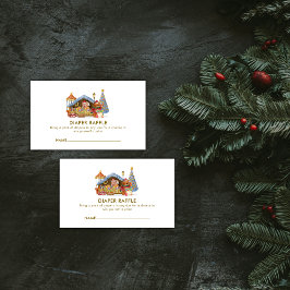 Cute Farmer Market Bear Diaper Raffle Baby Shower Informatiekaartje