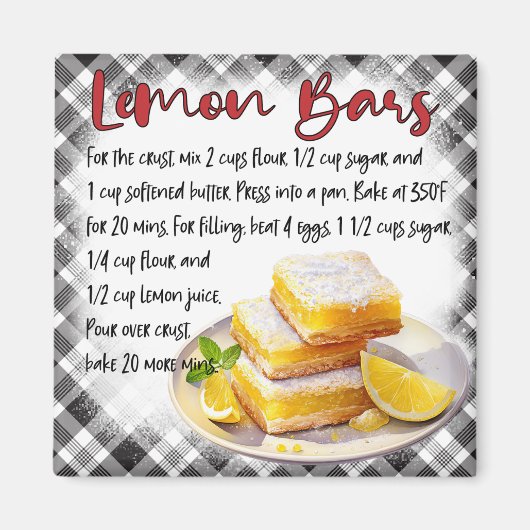 Cute Farmhouse Homemade Lemon Bars Baking Recipe Magneet (Voorkant)