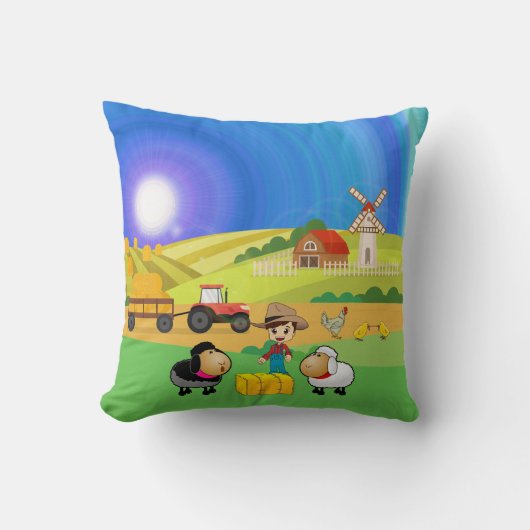 Cute Farmhouse, Sheep & Chicks Sierkussen (Voorkant)