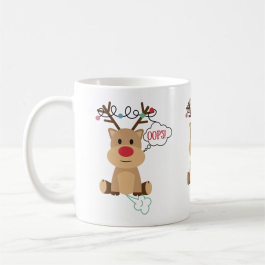 Cute Farting Reindeer Koffiemok (Links)