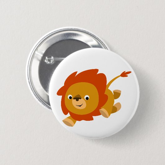 Cute Fast Cartoon Lion Button Badge (Voorkant /achterkant)