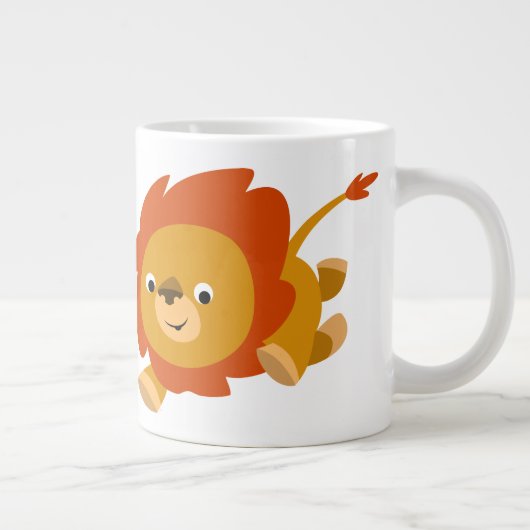 Cute Fast Cartoon Lion Jumbo Mok (Rechts)