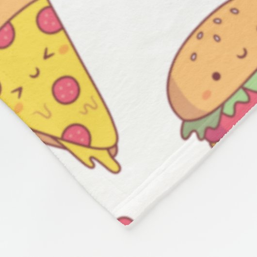 Cute Fast Food Doodles Pattern Fleece Deken (Hoek)