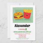 Cute Fast Food Hamburger Fries Birthday Invitation Kaart (Voorkant)