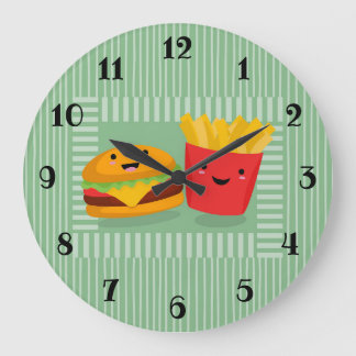 Cute Fast Food Hamburger Fries Grote Klok
