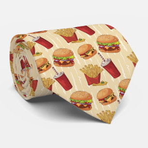 Cute fast food hamburgers fries pop stropdas