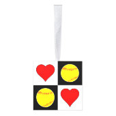 Cute Fastpitch Softball & Heart Checkered Pattern Decoratie (Rechts)