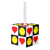 Cute Fastpitch Softball & Heart Checkered Pattern Decoratie (Achter hoekig)