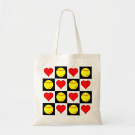 Cute Fastpitch Softball Mam/Player Heart Pattern Tote Bag