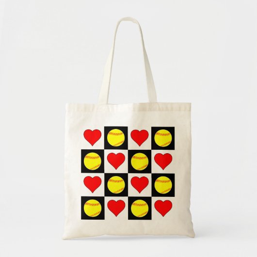 Cute Fastpitch Softball Mam/Player Heart Pattern Tote Bag (Voorkant)