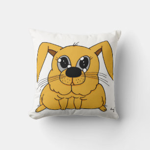 Cute Fat Bunny Pillow - Black Kussen