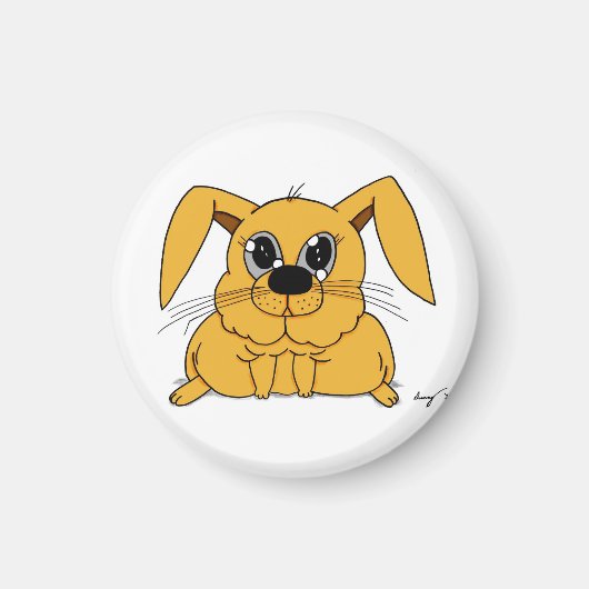 Cute Fat Bunny Round Magnet (Voorkant)