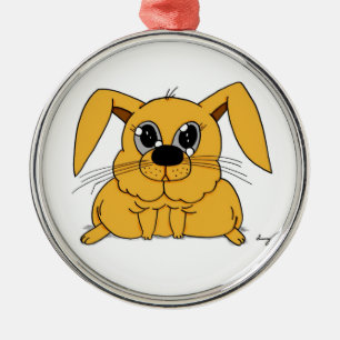 Cute Fat Bunny Round Ornament