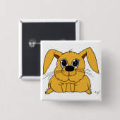 Cute Fat Bunny Square Button (Voorkant /achterkant)
