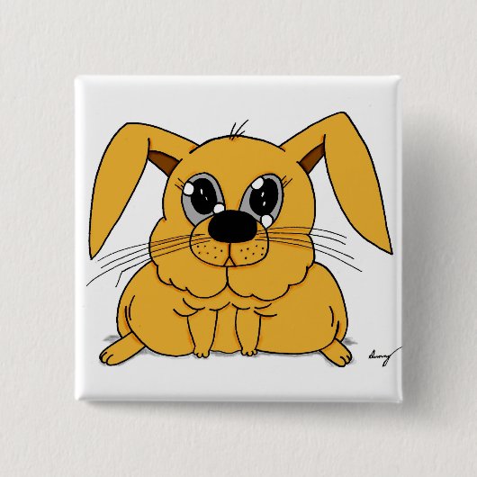 Cute Fat Bunny Square Button (Voorkant)