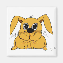 Cute Fat Bunny Square Magnet