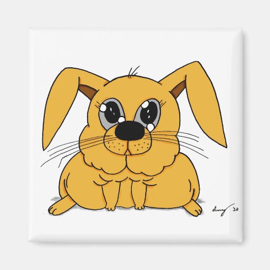 Cute Fat Bunny Square Magnet (Voorkant)
