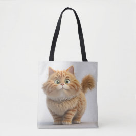 CUTE FAT CARTOON ORANJE TABBY CAT TOTE BAG