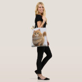 CUTE FAT CARTOON ORANJE TABBY CAT TOTE BAG (Op model)