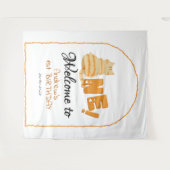 Cute Fat Orange Cat 1st Birthday Backdrop Wandkleed (Voorkant (horizontaal))