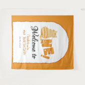 Cute Fat Orange Cat 1st Birthday Backdrop Wandkleed (Voorkant (horizontaal))