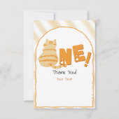 Cute Fat Orange Cat 1st Birthday Bedankkaart (Voorkant)