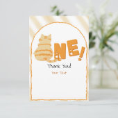 Cute Fat Orange Cat 1st Birthday Bedankkaart (Staand voorkant)