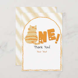 Cute Fat Orange Cat 1st Birthday Bedankkaart